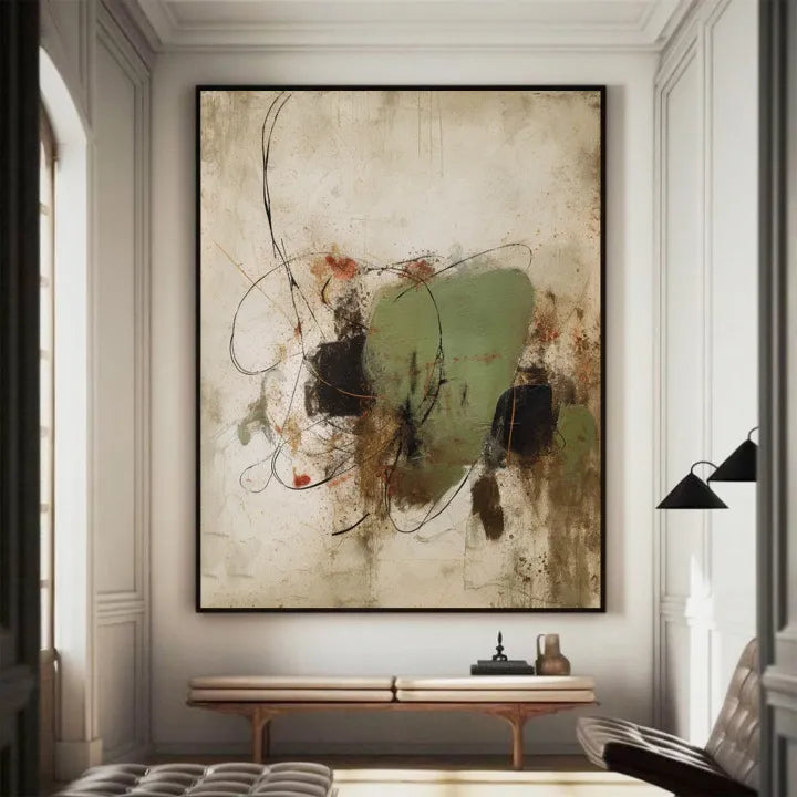 Green & Beige Abstract Textured Wall Painting #GB 012