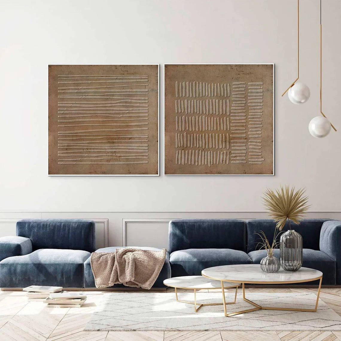 Beige and Brown Wabi Sabi Textured Canvas Art Set of 2 #WS639