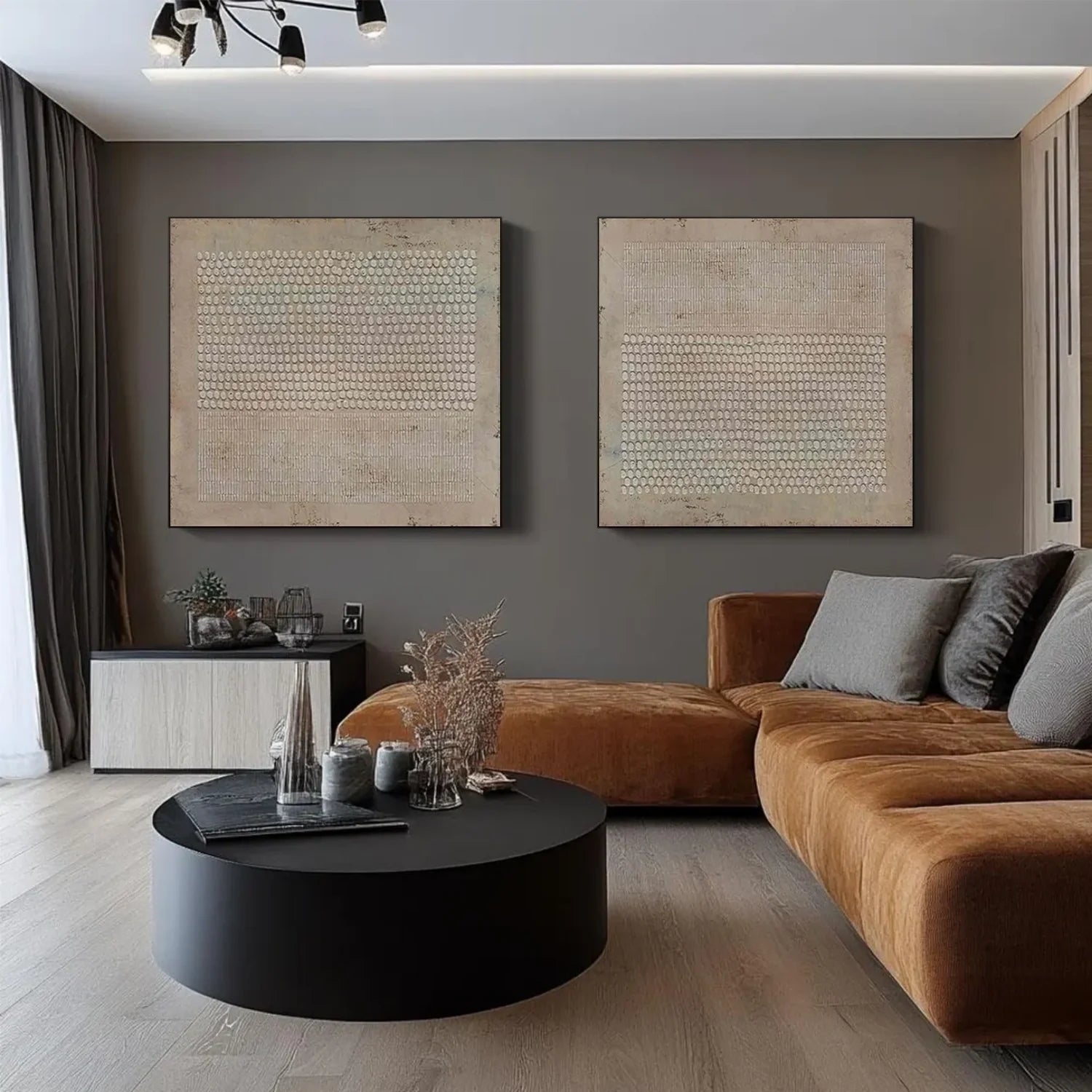 Beige and Brown Wabi Sabi Textured Canvas Art Set of 2 #WS637