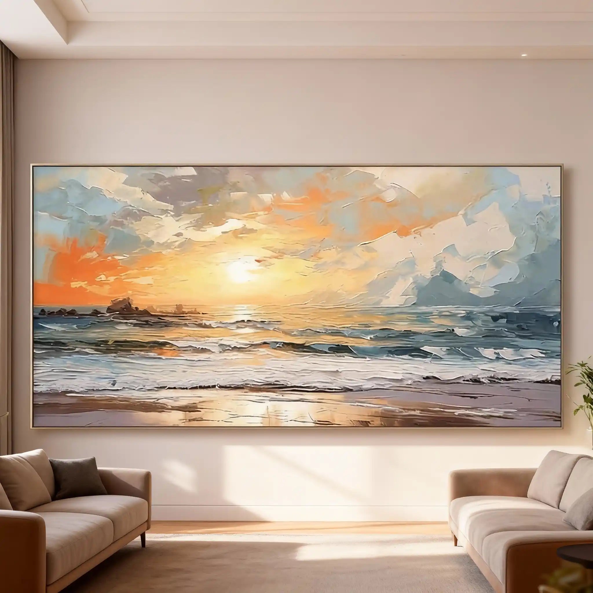 Ocean And Sky Abstract Textured Wall Art #OS092