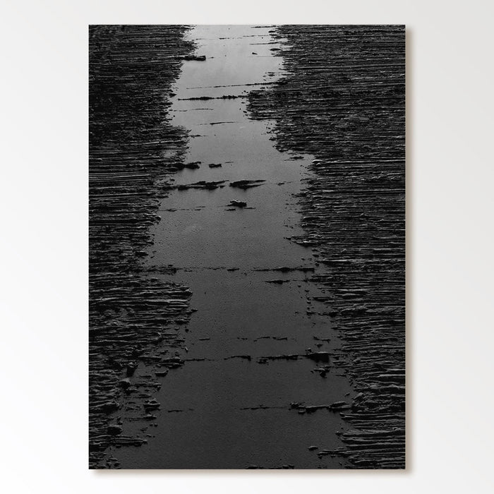Minimalist Black Oil Painting "Midnight Path"