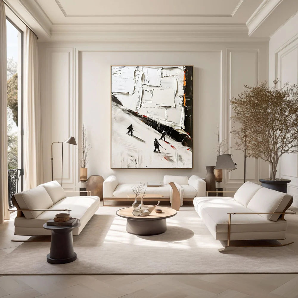 The Serene Snowfall Textured Wall Art "Whispers of Winter"