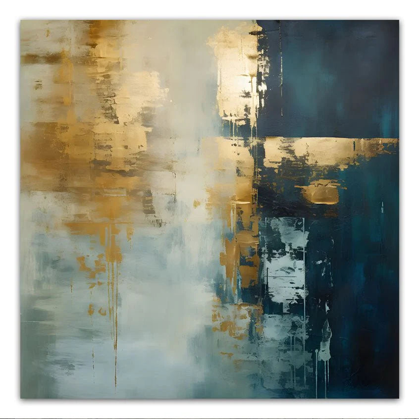 Traces of Blue Textured Abstract Painting #TB 008