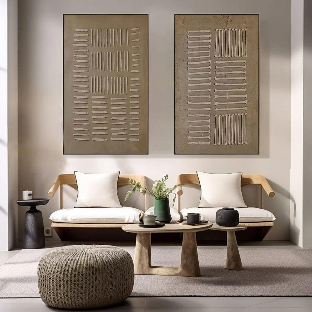 Abstract Wabi Sabi Painting "Rhythmic Echoes"