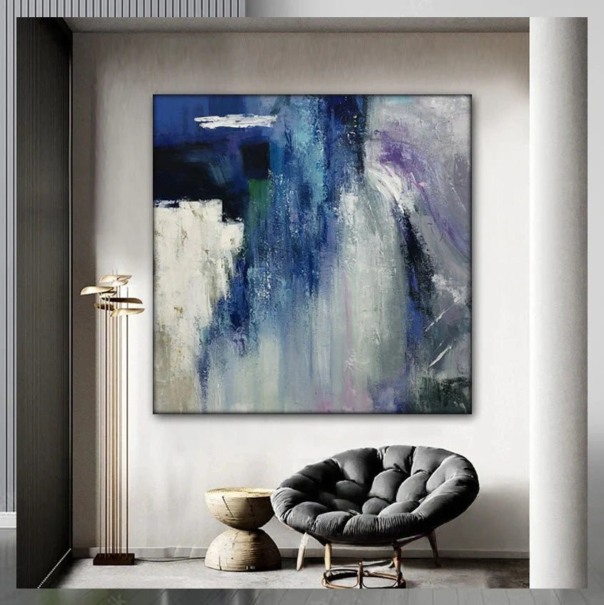 Windy Blue Textured Abstract Painting #WB 026