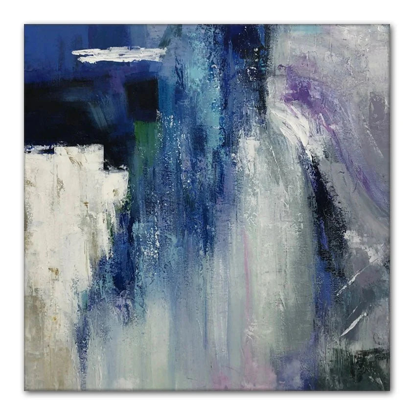 Windy Blue Textured Abstract Painting #WB 026
