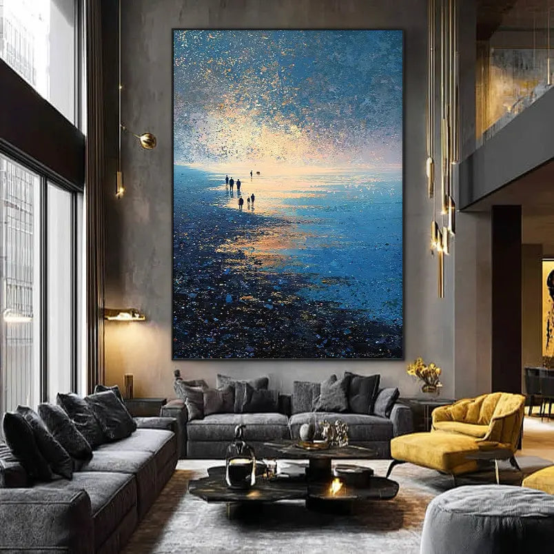 Starry Galaxy | Seascape Ocean Wave Textured Wall Art