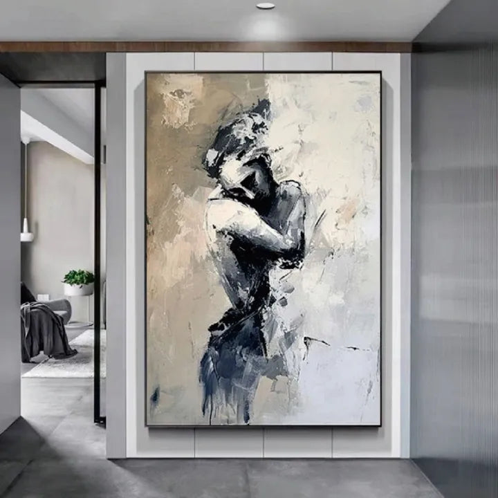 Abstract Figurative Couple Oil Painting - Eternal Embrace