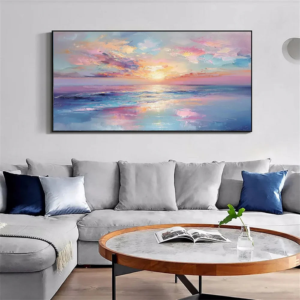 Colorful Ocean And Sky Textured Painting Canvas #OS006