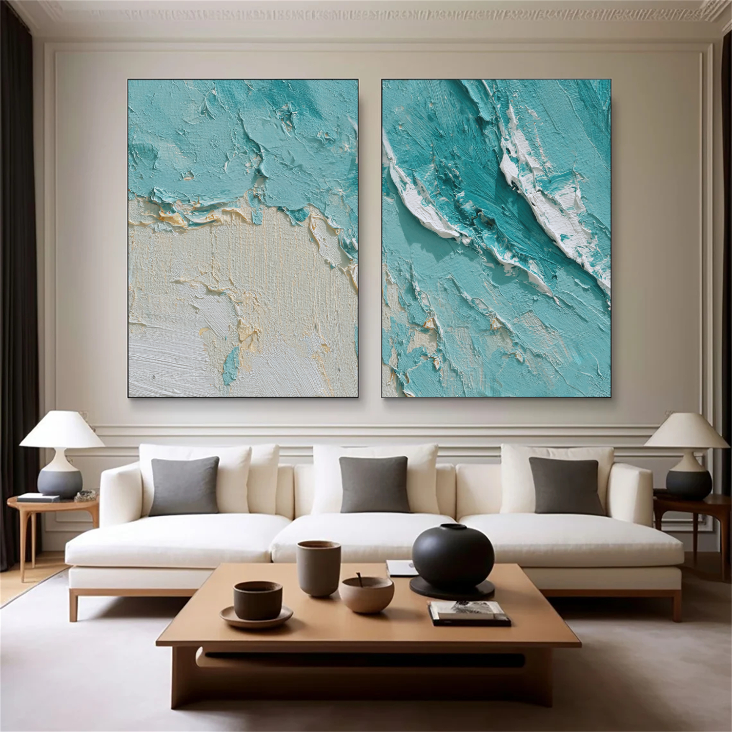 Sea & Sky Abstract Textured Wall Art Set of 2 #MS156