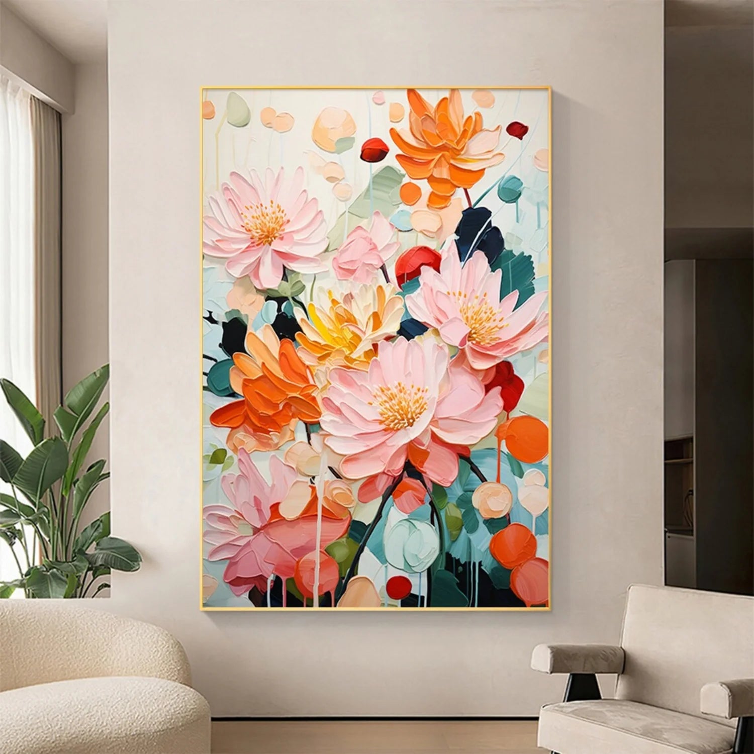 Colorful Flower & Tree Abstract Textured Wall Art #ML082