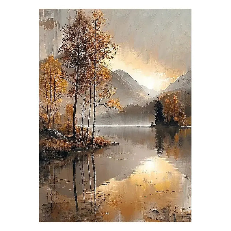 Lofty Peaks, Flowing Water | Large Abstract Mountain Landscape Wall Art