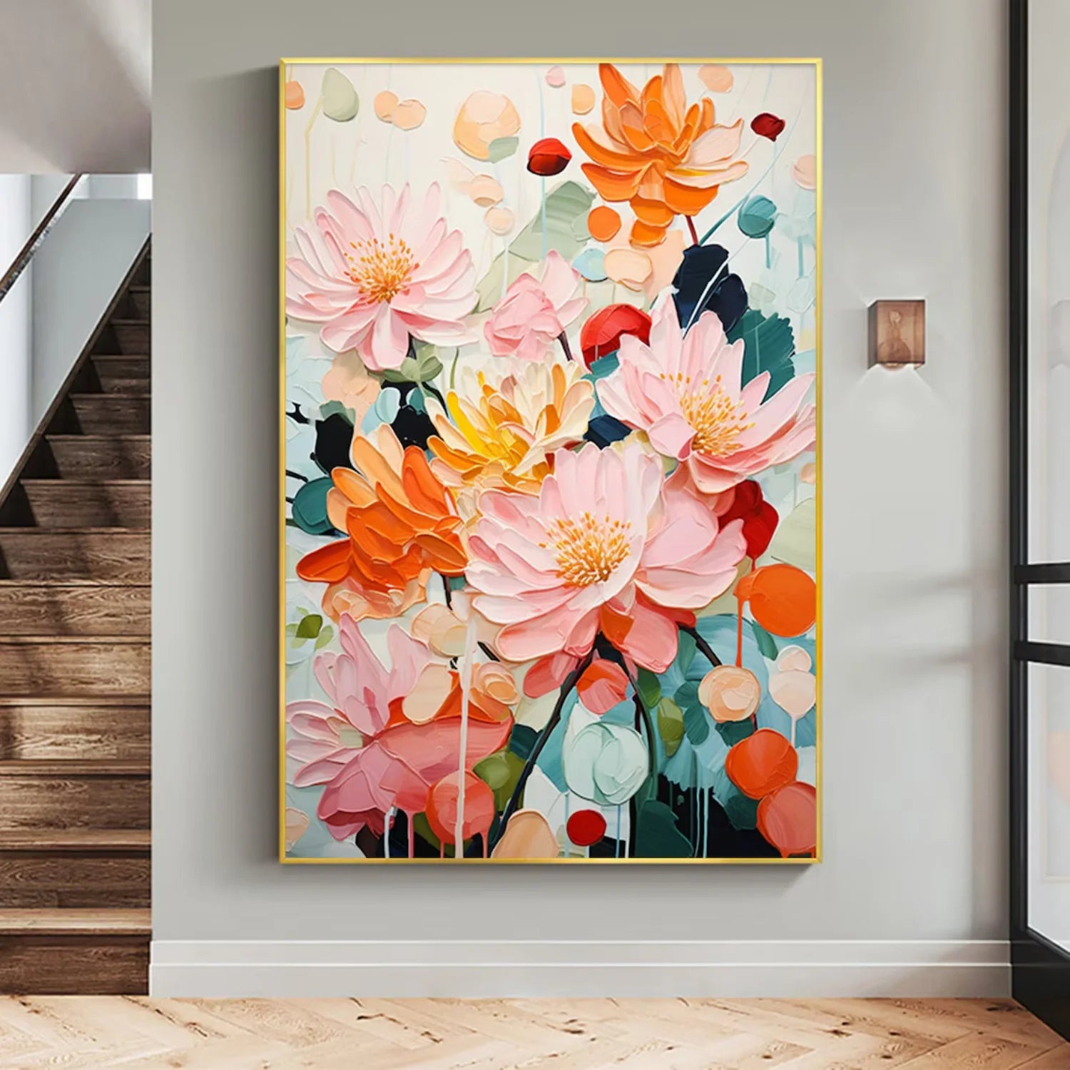 Colorful Flower & Tree Abstract Textured Wall Art #ML082