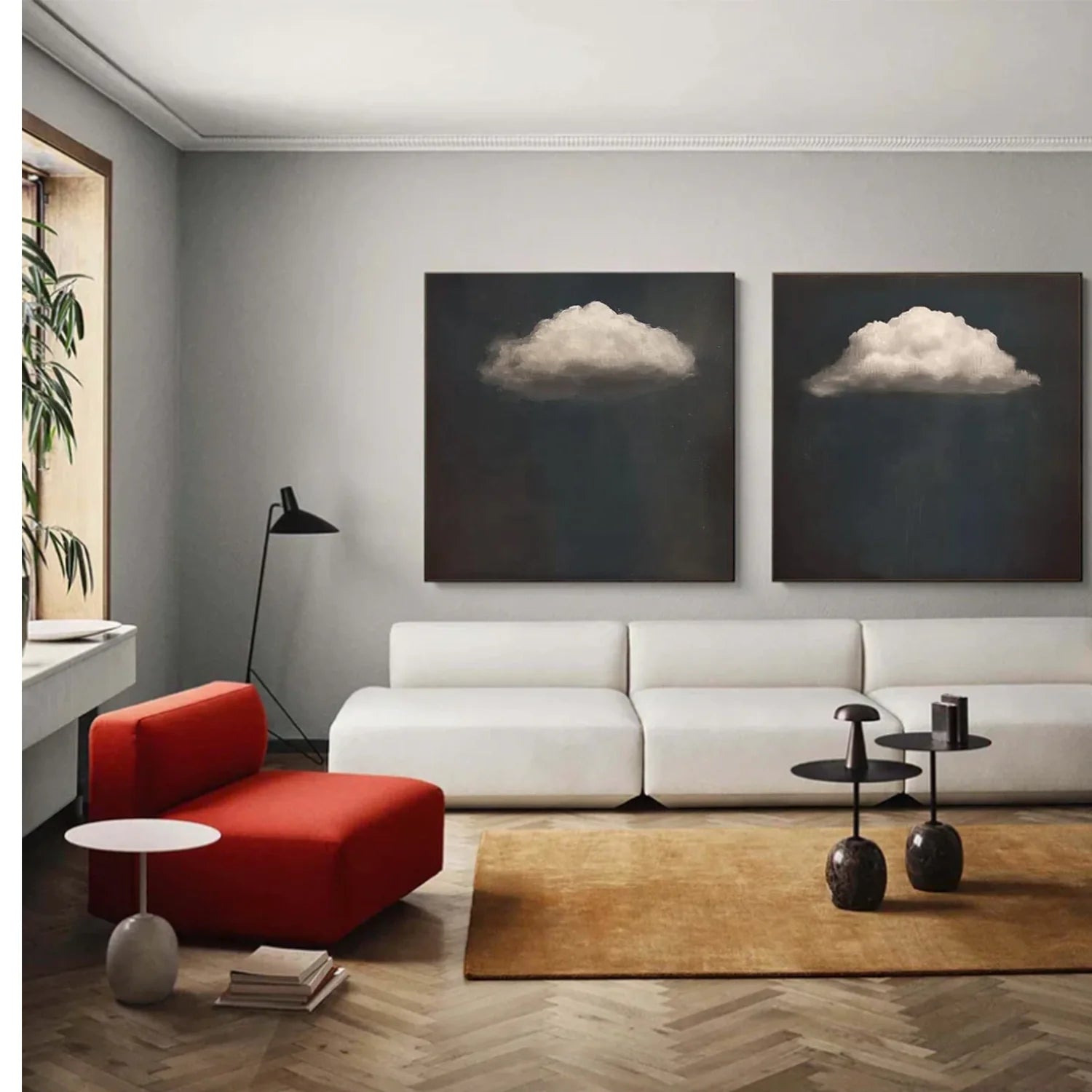 Black and White Minimalist Canvas Art Set of 2 #MZ119