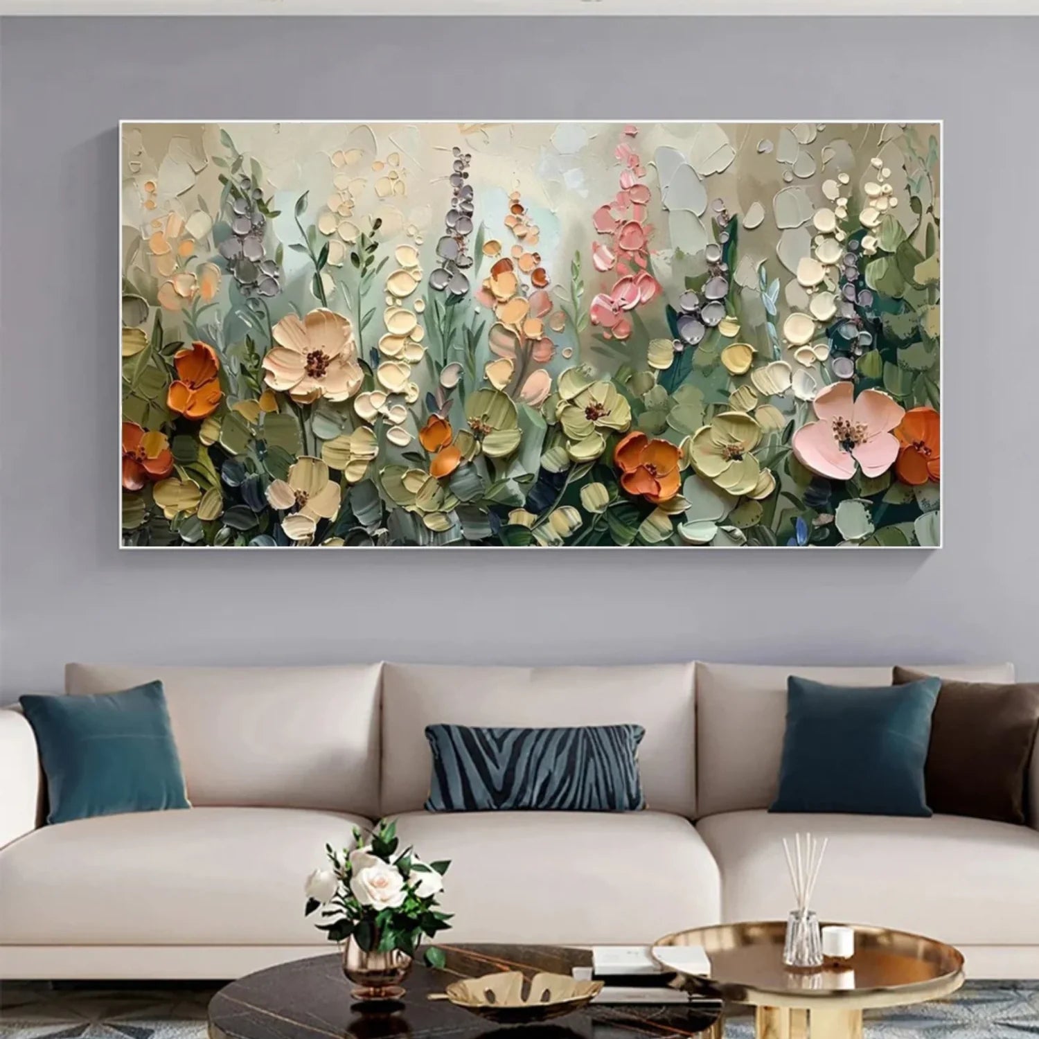 Colorful Flower Abstract Textured Wall Art #FP137