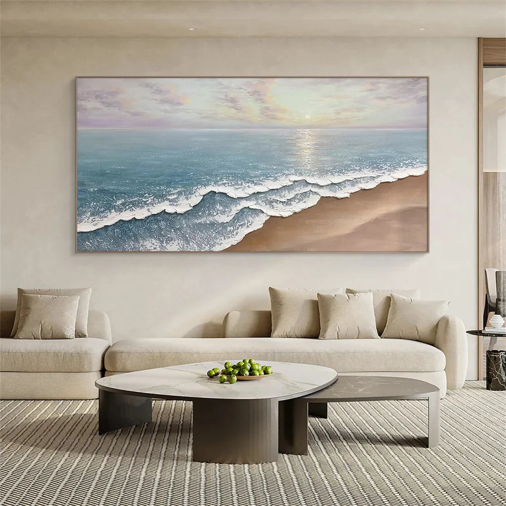 Colorful Ocean And Sky Textured Painting Canvas #OS007