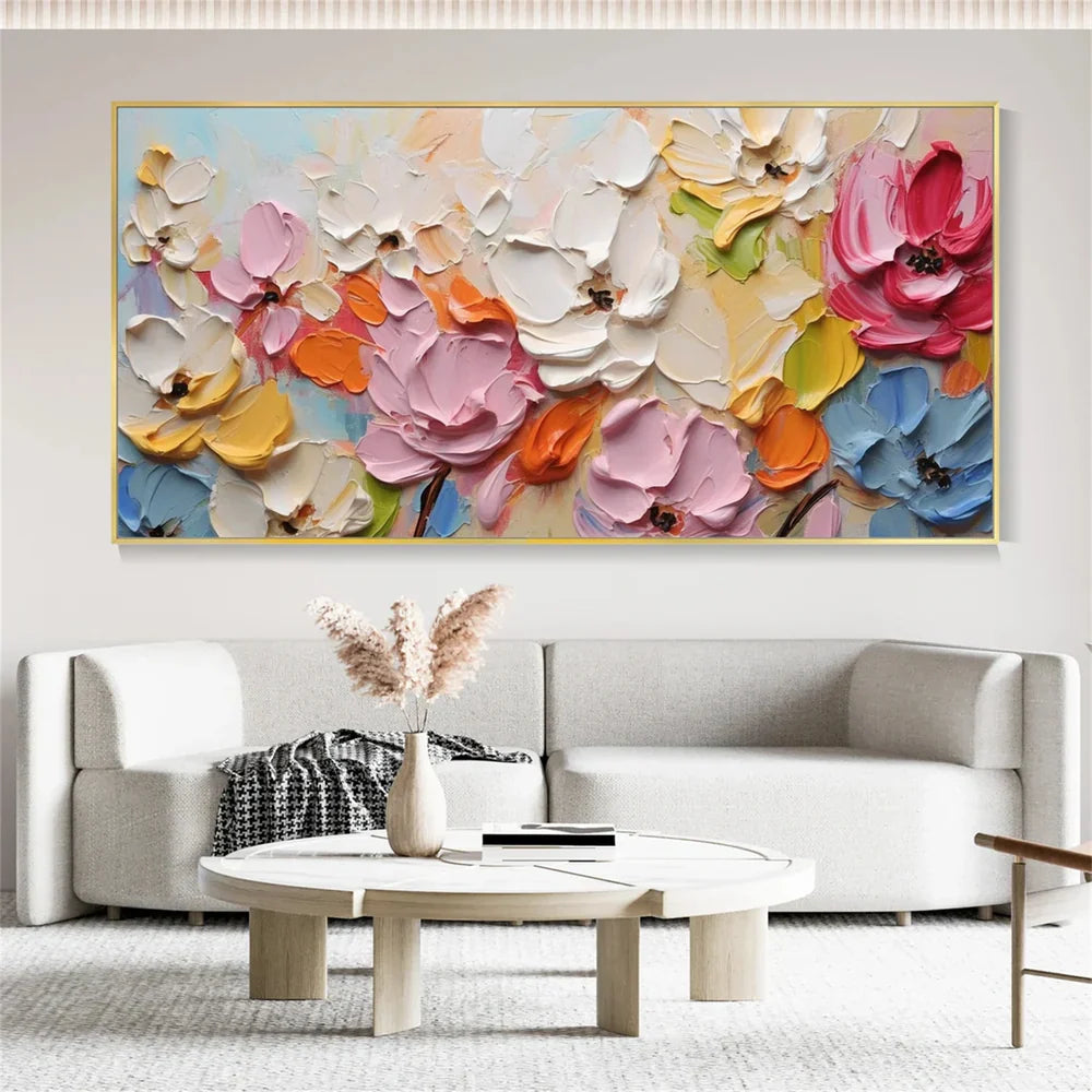 Colorful Flower Textured Painting Canvas #FP046
