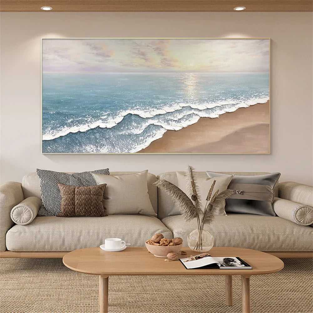 Colorful Ocean And Sky Textured Painting Canvas #OS007