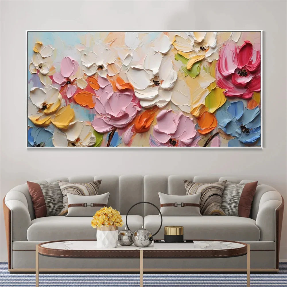 Colorful Flower Textured Painting Canvas #FP046
