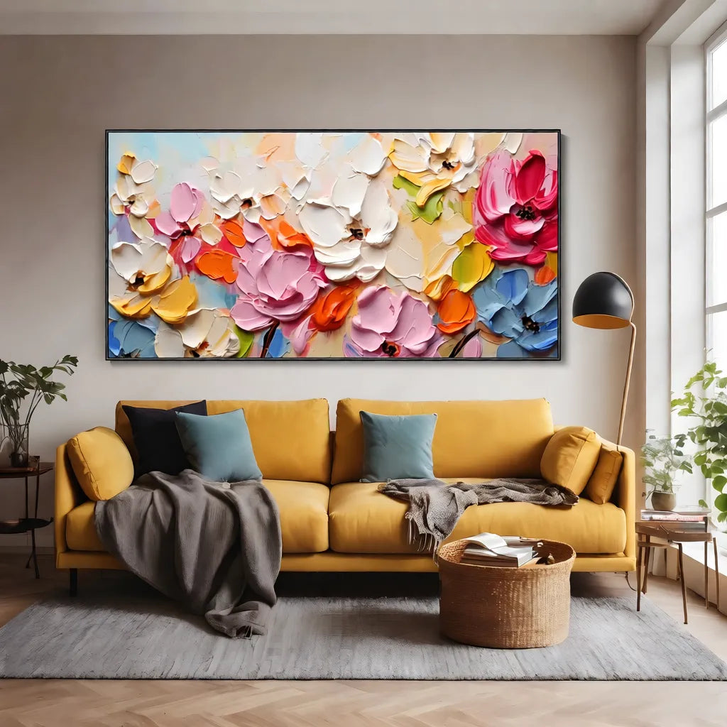 Colorful Flower Textured Painting Canvas #FP046