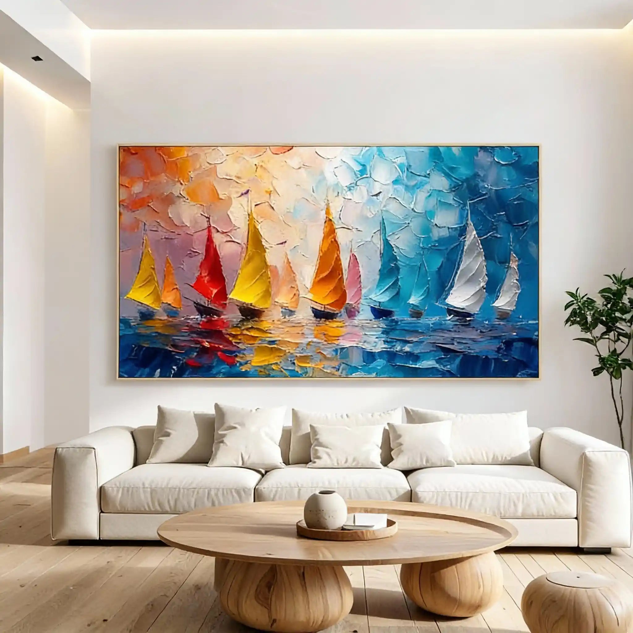 Colorful Ocean Textured Wall Painting - Sailing Dreams