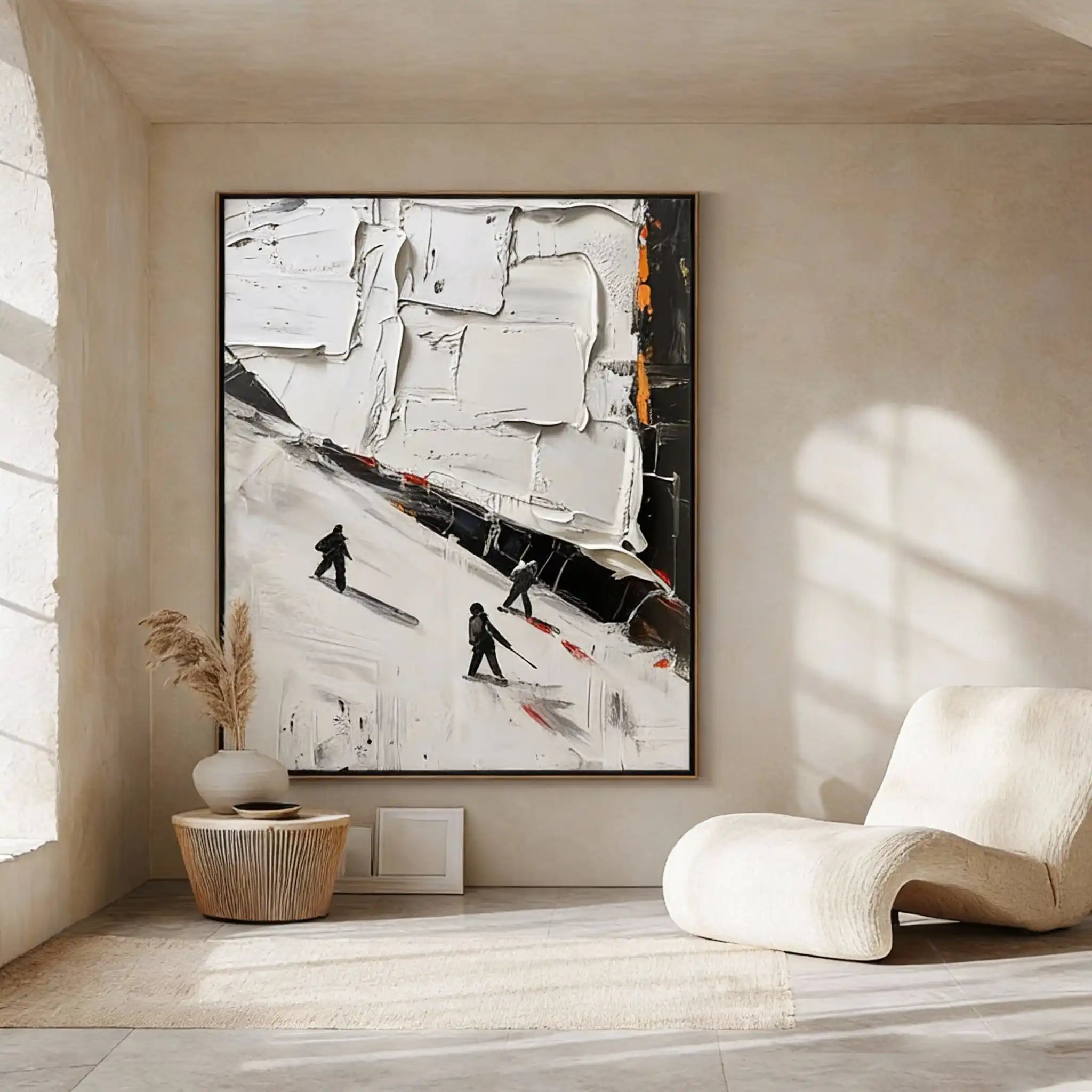 The Serene Snowfall Textured Wall Art "Whispers of Winter"