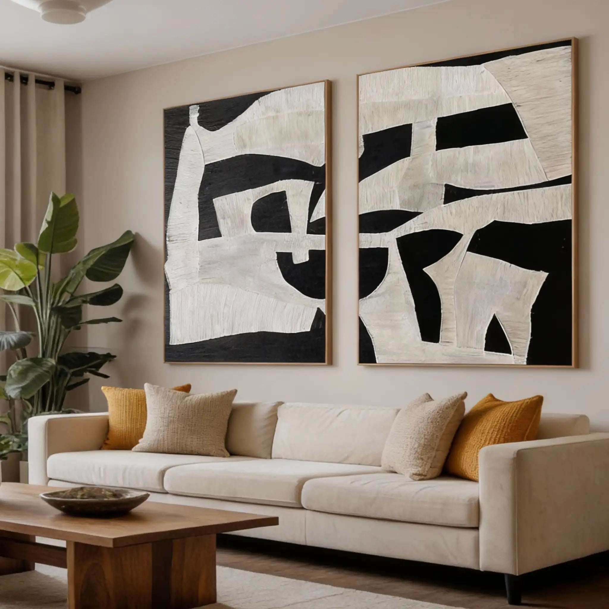 Black & White Abstract Wabi Sabi Painting SET OF 2 #AVG 012