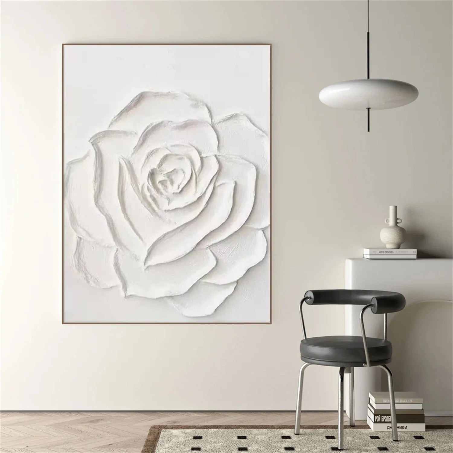 White Flower & Tree Abstract Textured Wall Art #ML130