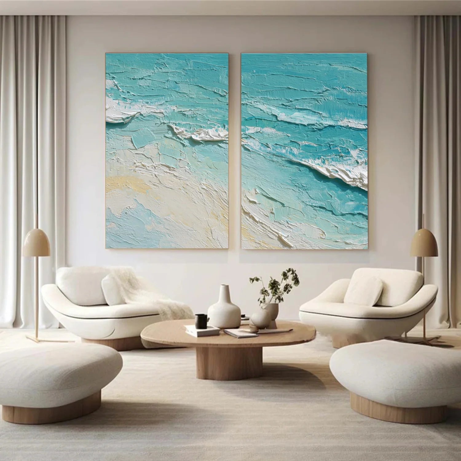 Sea & Sky Abstract Textured Wall Art Set of 2 #MS155