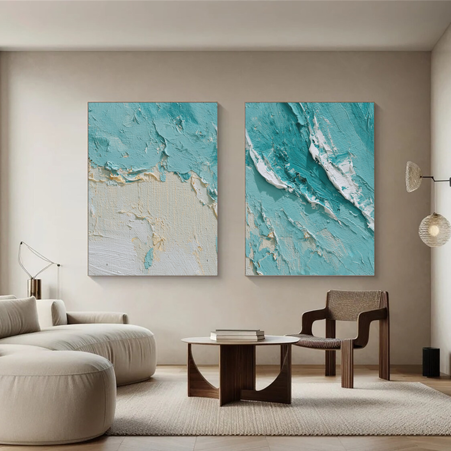 Sea & Sky Abstract Textured Wall Art Set of 2 #MS156