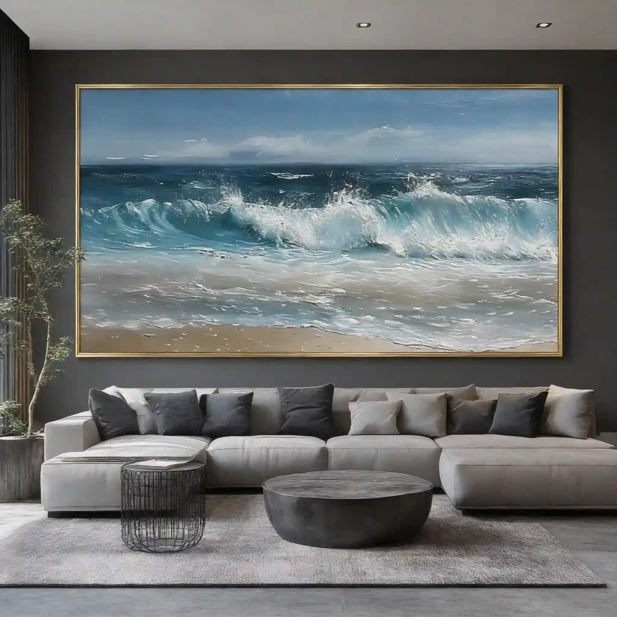 Blue & White Coastal Beach Textured Wall Art - Shoreline Serenity