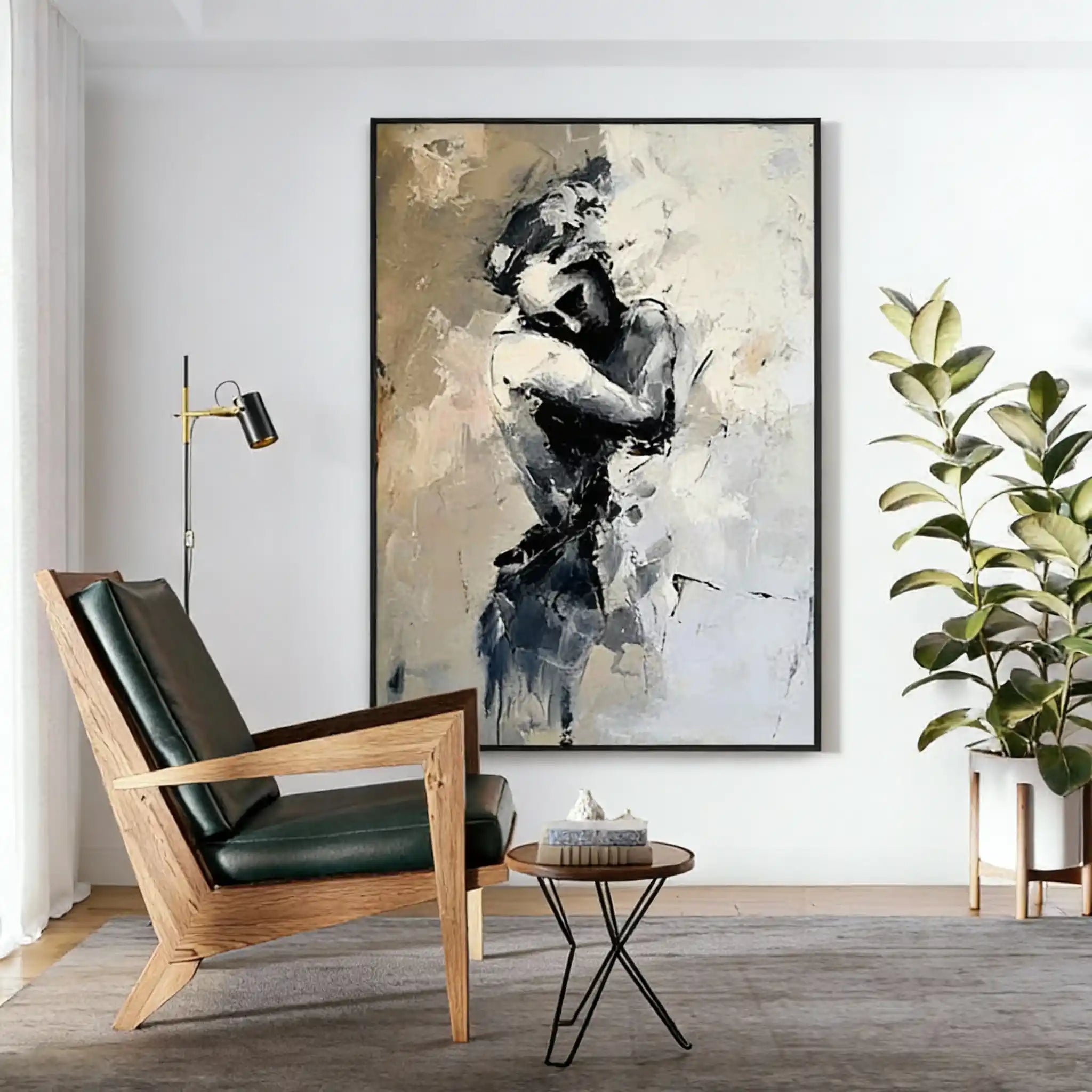 Abstract Figurative Couple Oil Painting - Eternal Embrace