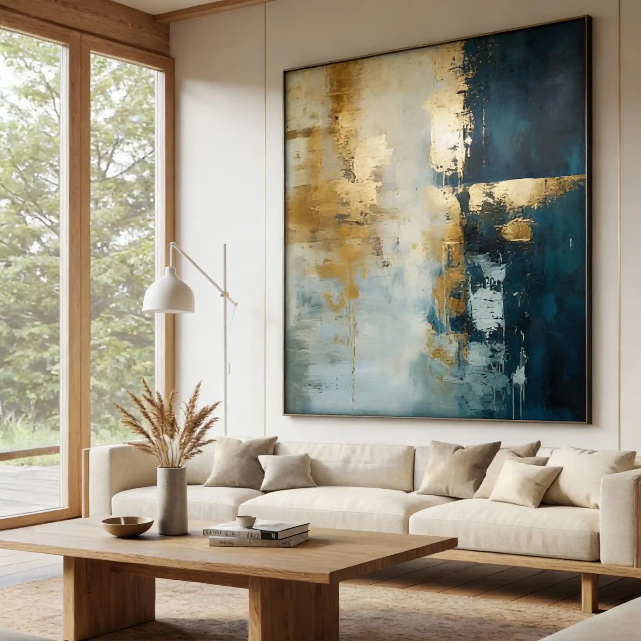 Traces of Blue Textured Abstract Painting #TB 008