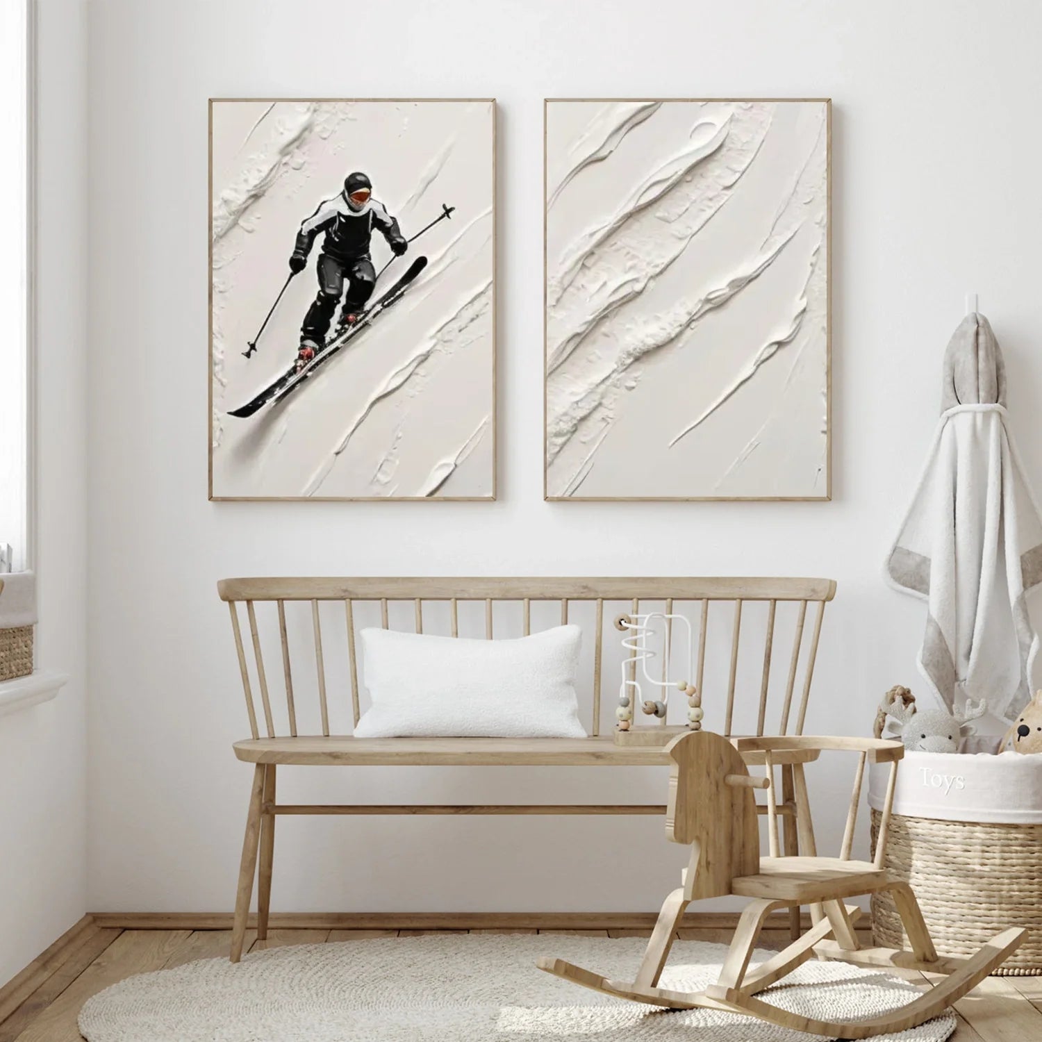 Skiing Sport Textured Wall Art Set of 2 #SA040