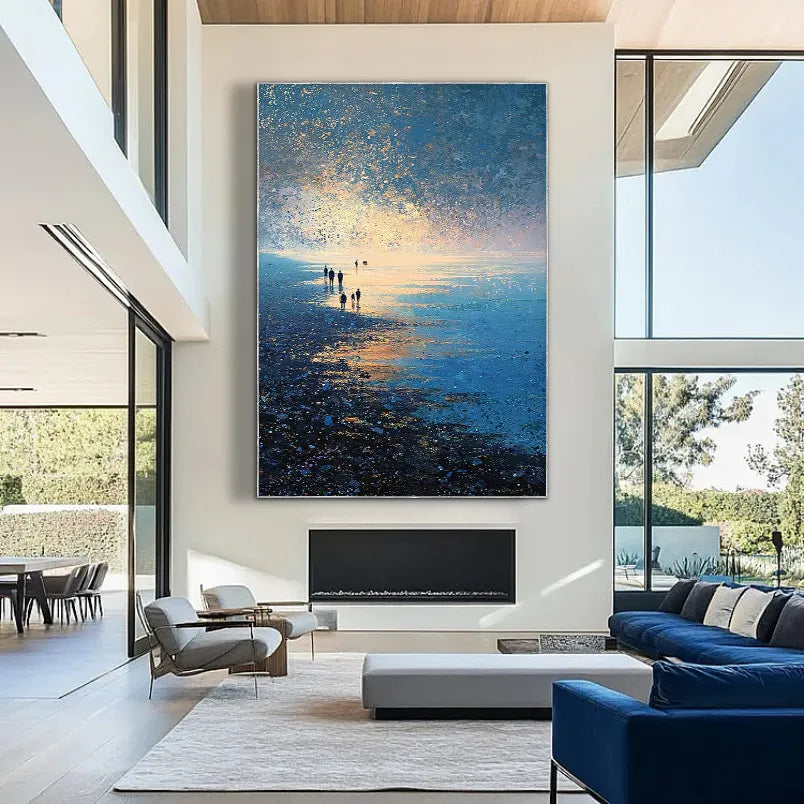 Starry Galaxy | Seascape Ocean Wave Textured Wall Art