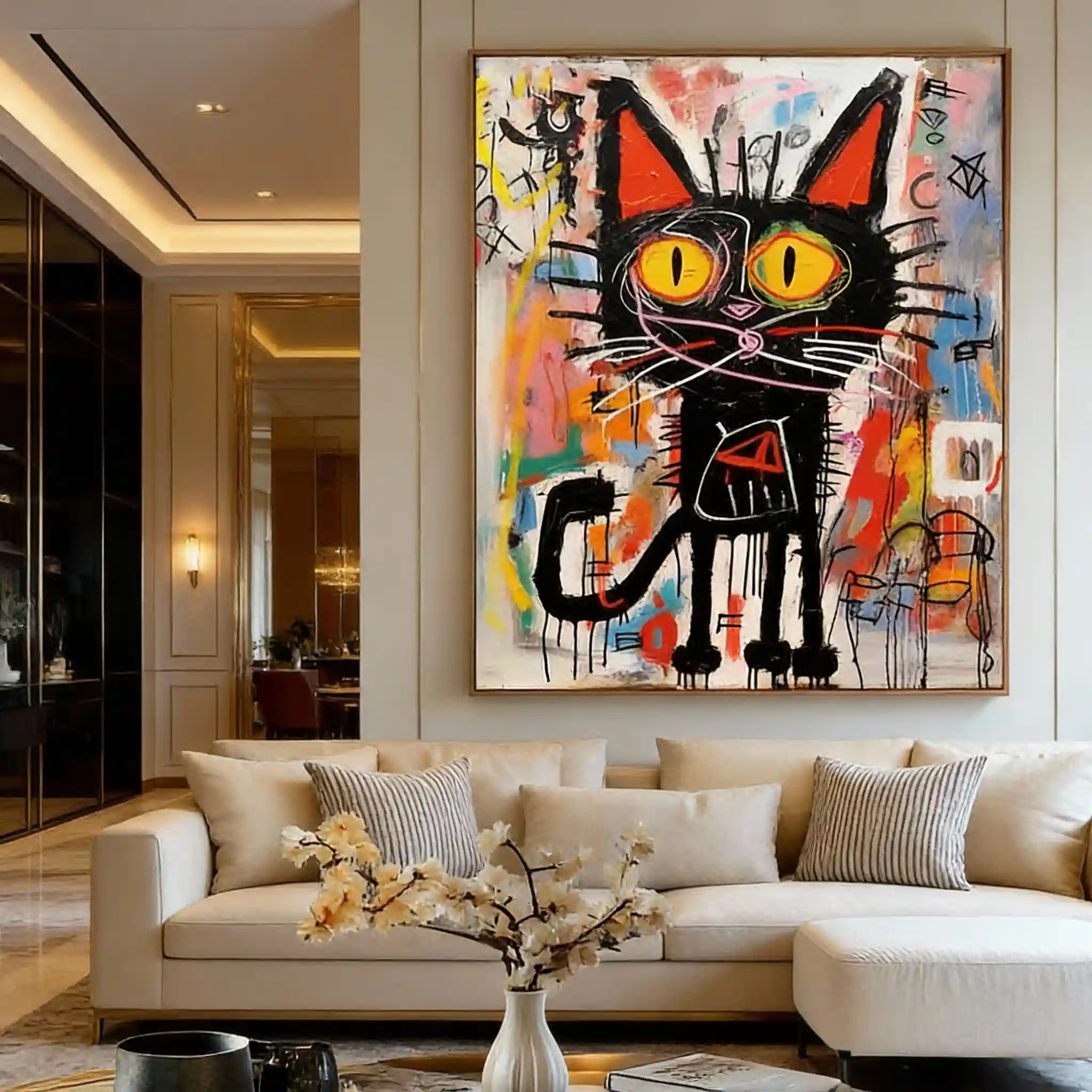 Abstract Pop Art Wall Painting - Urban Cat Graffiti