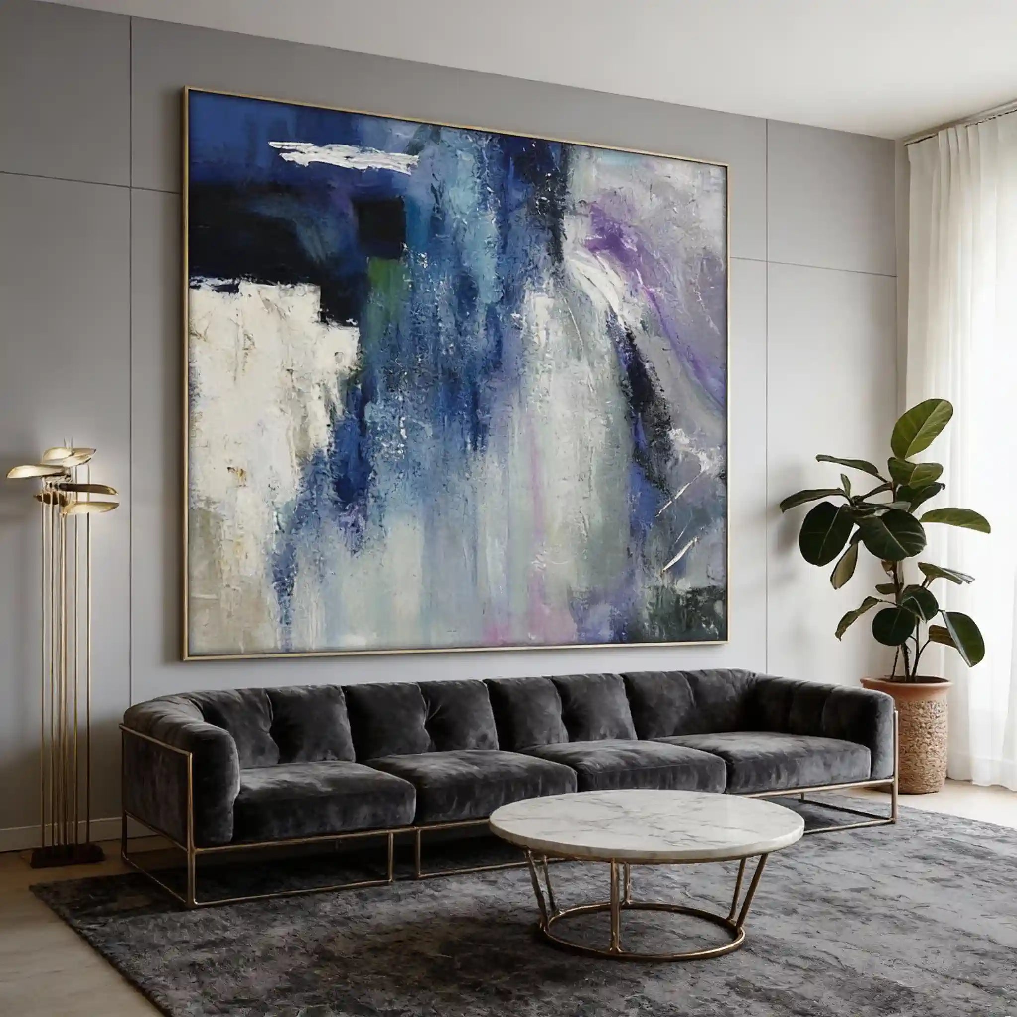 Windy Blue Textured Abstract Painting #WB 026