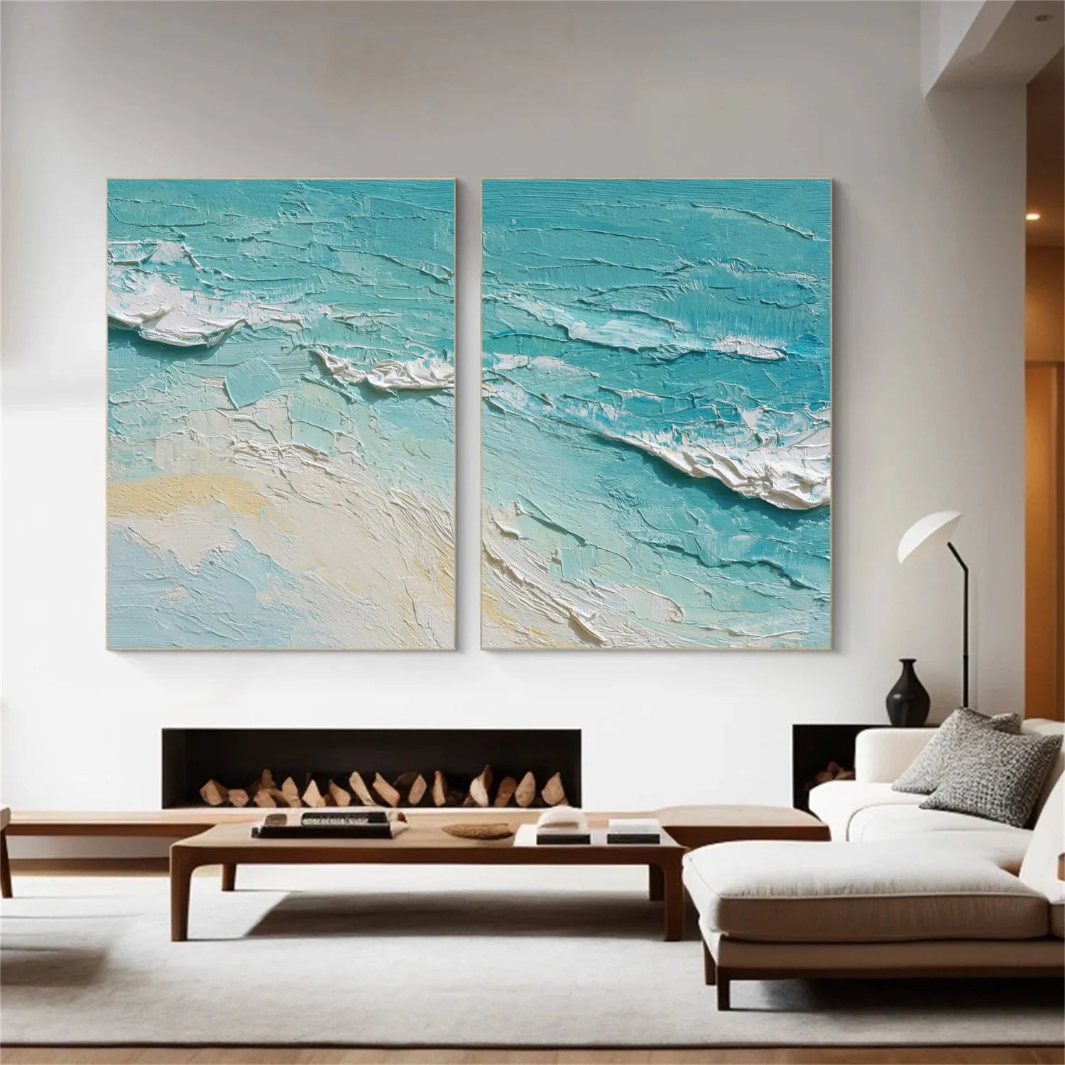 Sea & Sky Abstract Textured Wall Art Set of 2 #MS155