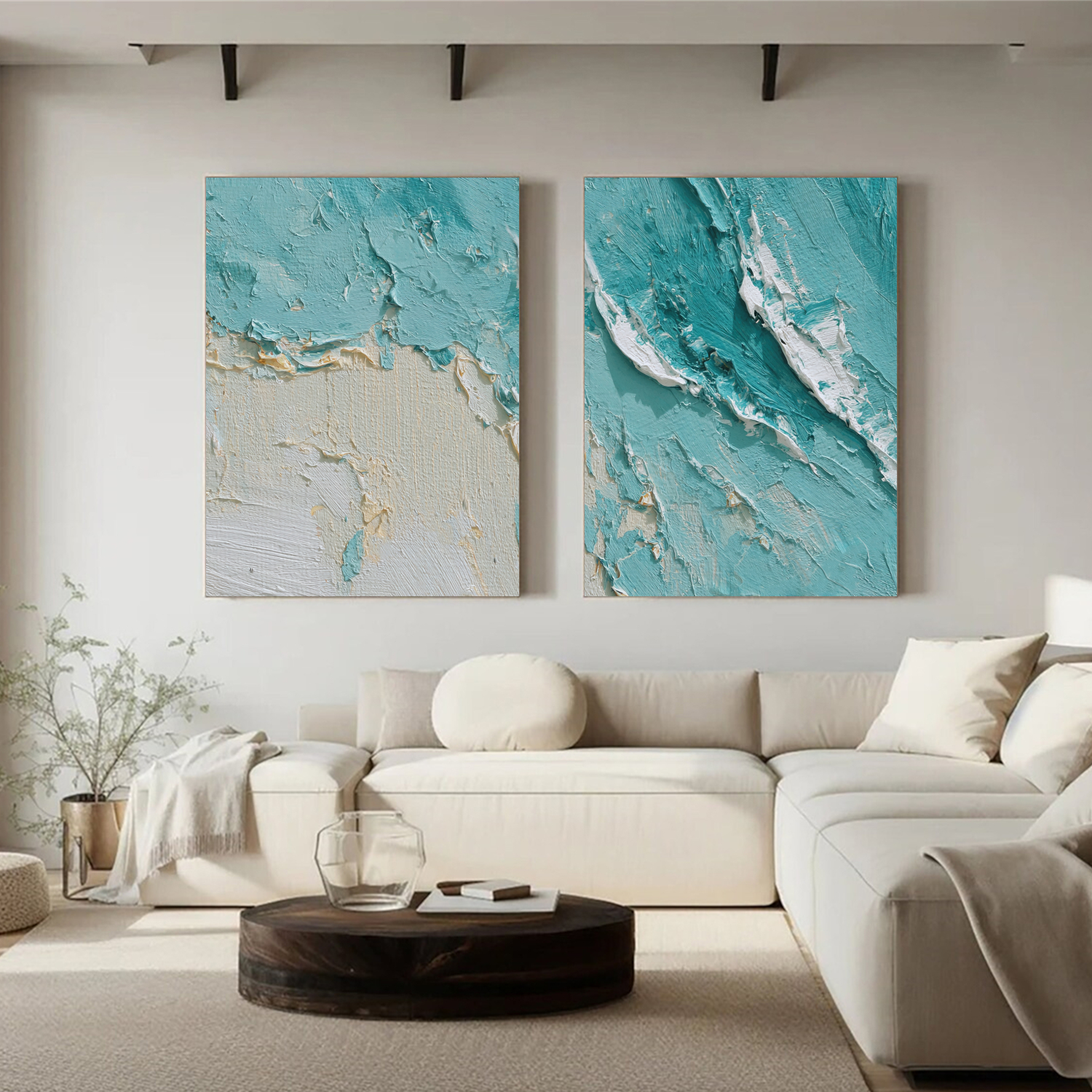Sea & Sky Abstract Textured Wall Art Set of 2 #MS156