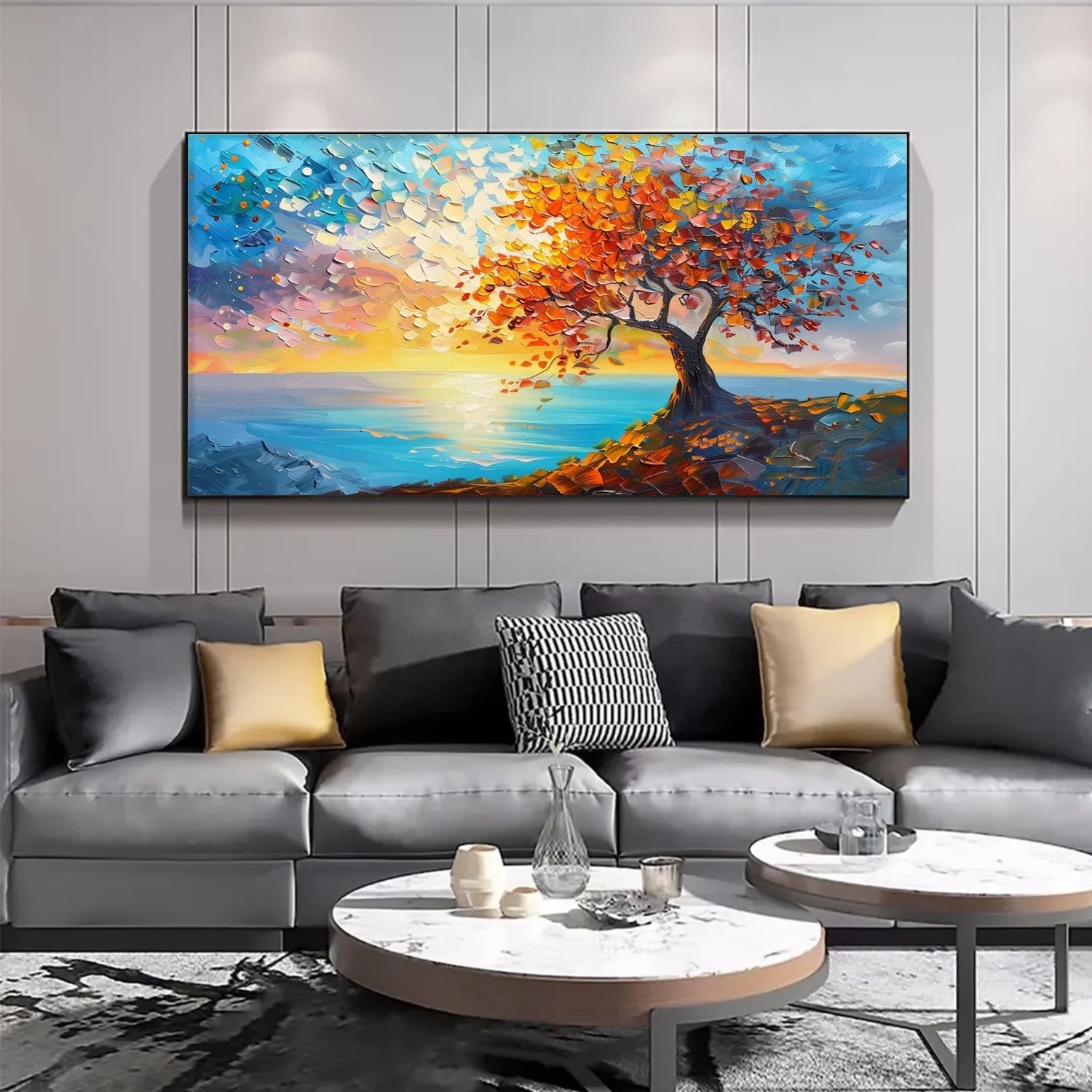 Colorful Tree Abstract Textured Wall Art #TP054