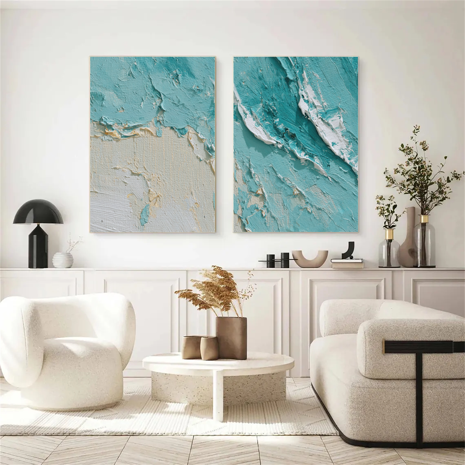 Sea & Sky Abstract Textured Wall Art Set of 2 #MS156