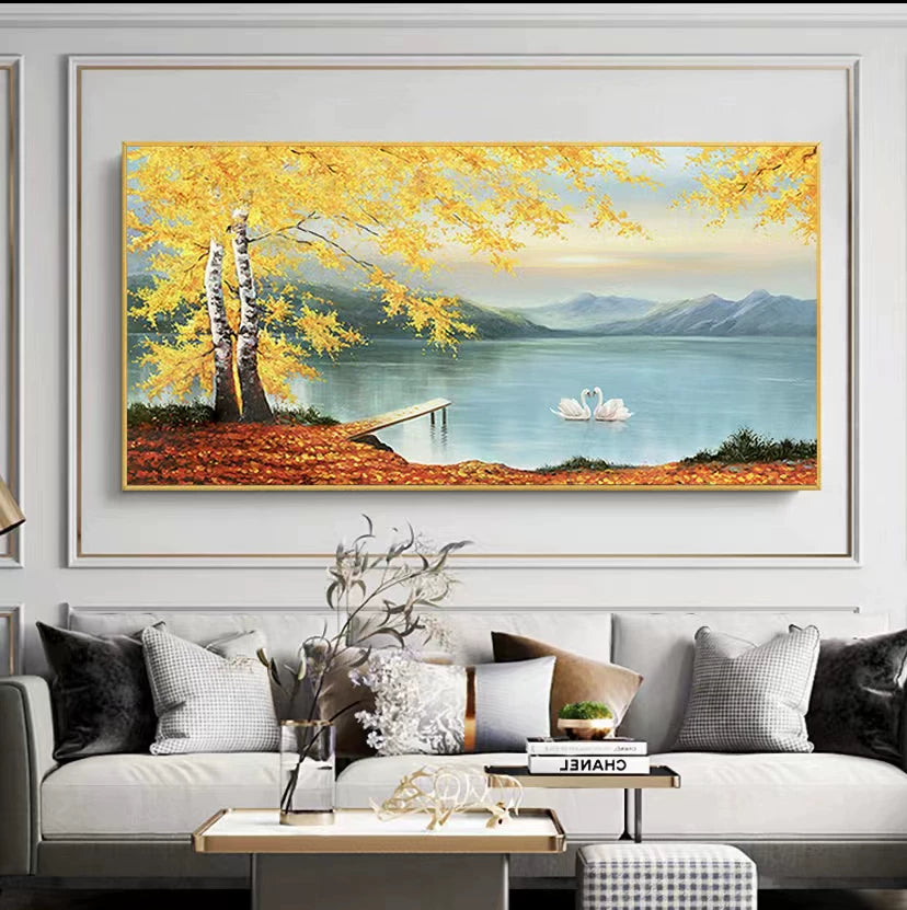 Autumn Serenade | Large Abstract Mountain Landscape Wall Art