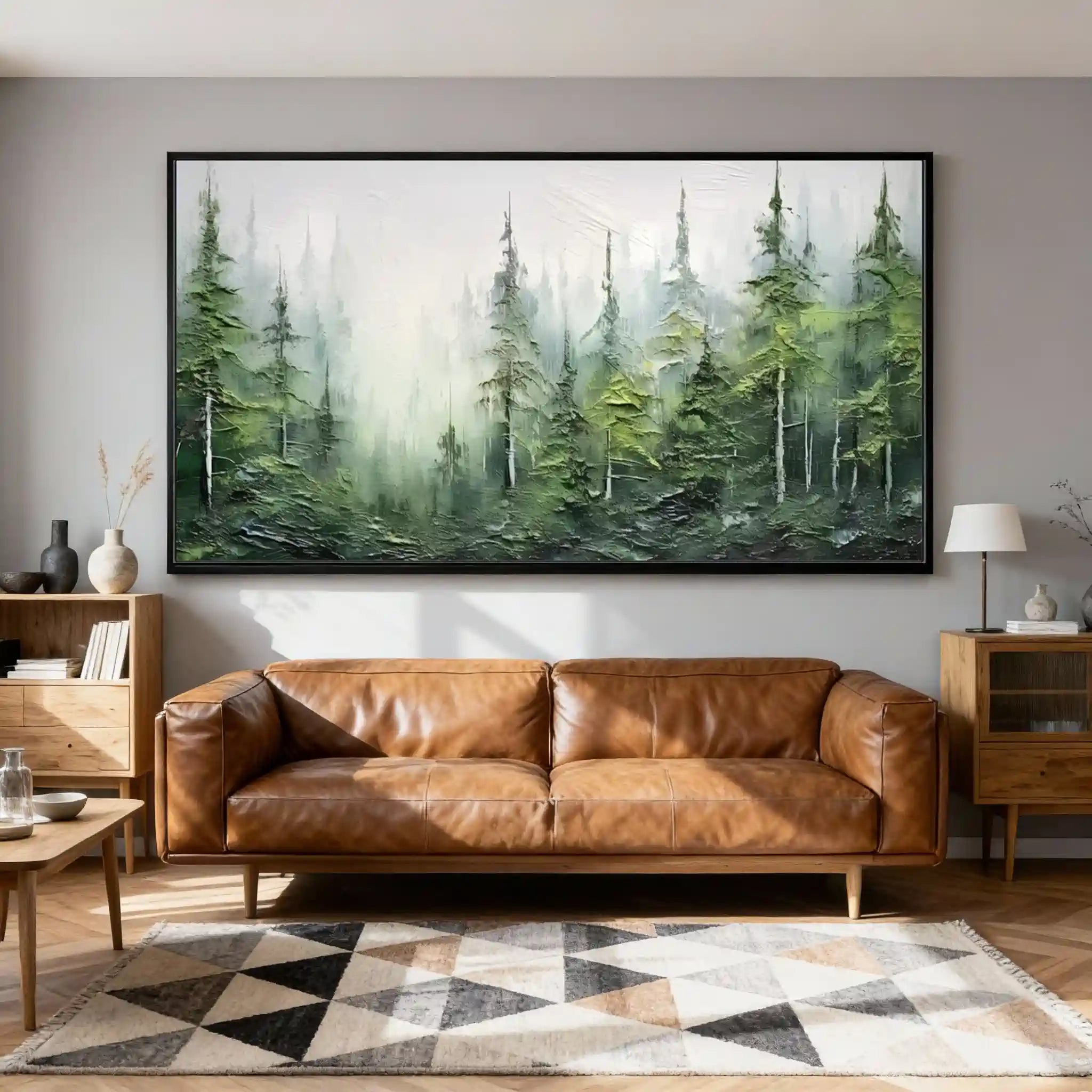 White & Green Textured Wall Art  #BGM 007