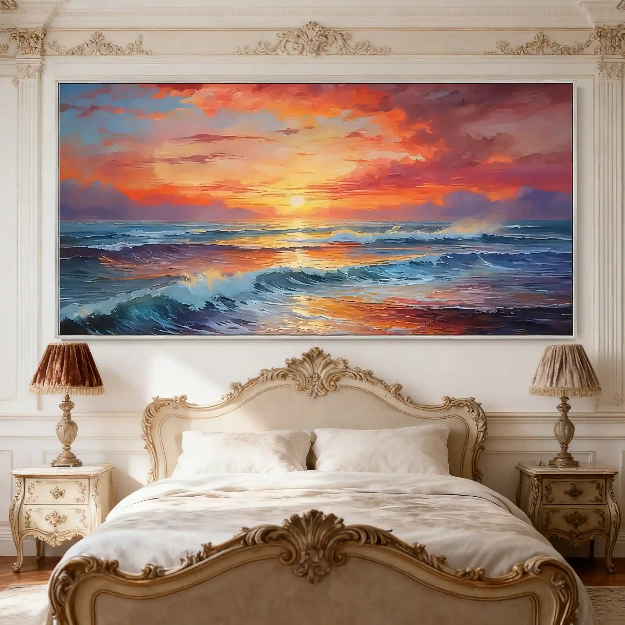 Colorful Ocean And Sky Textured Painting Canvas #OS009