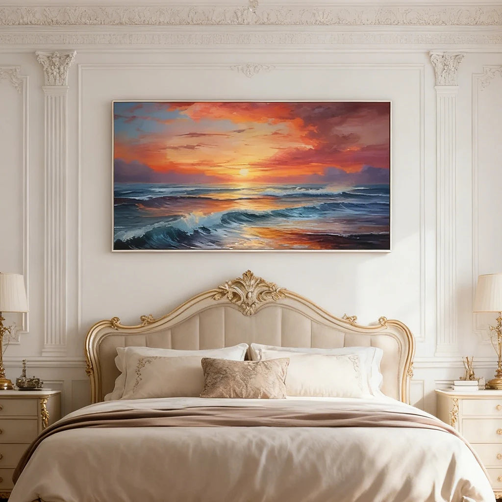 Colorful Ocean And Sky Textured Painting Canvas #OS009
