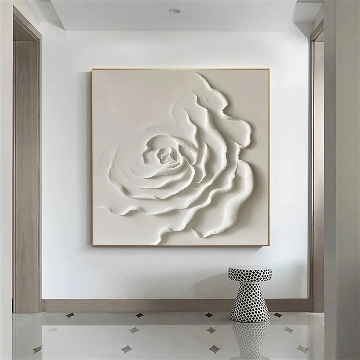 White Flower & Tree Abstract Textured Wall Art #ML135