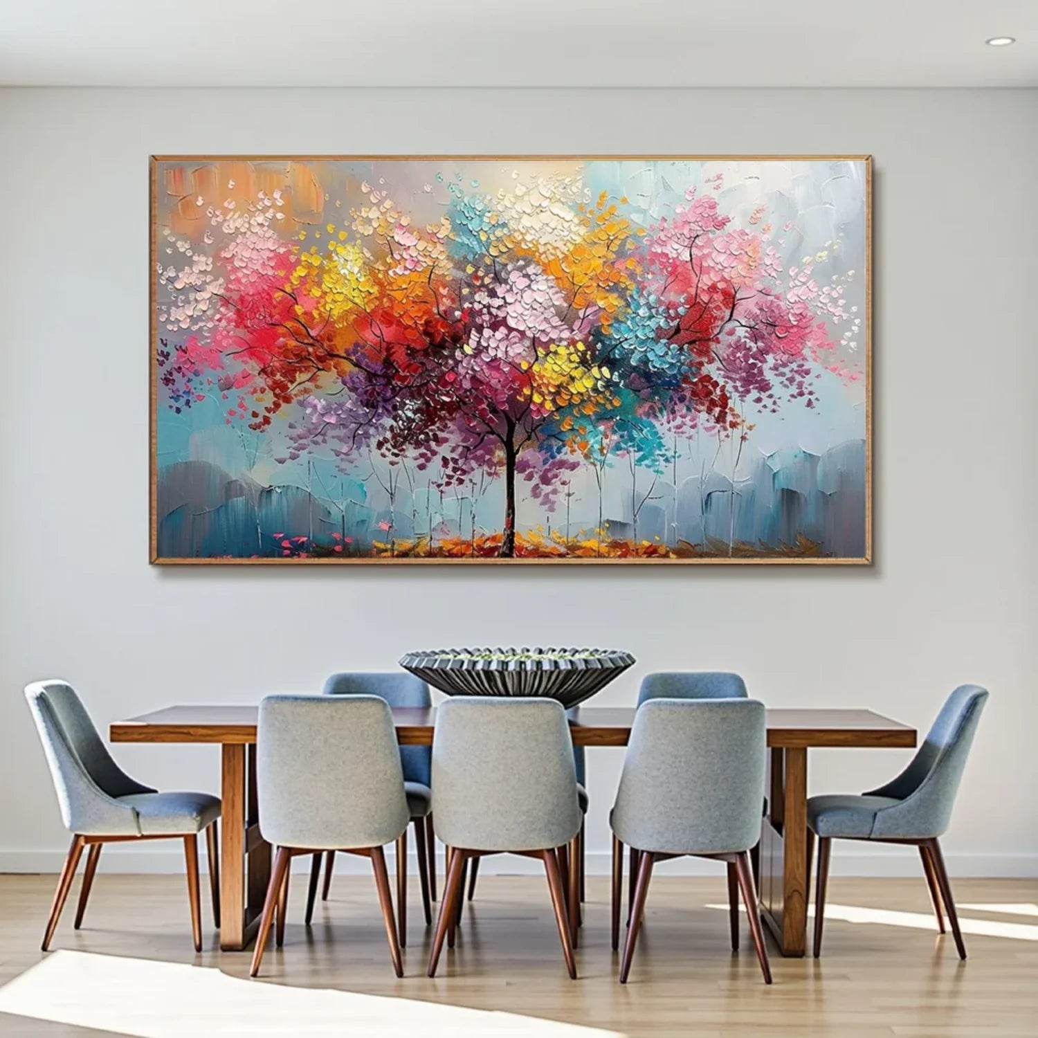 Colorful  Tree Textured Painting Canvas #TP022