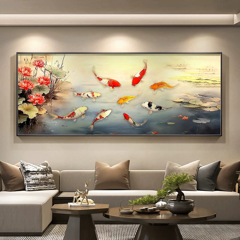 Dream of Nine Lilies | Textured Wave Abstract Art Painting