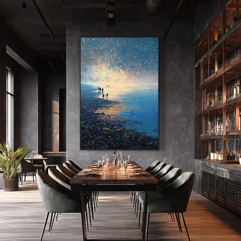 Starry Galaxy | Seascape Ocean Wave Textured Wall Art