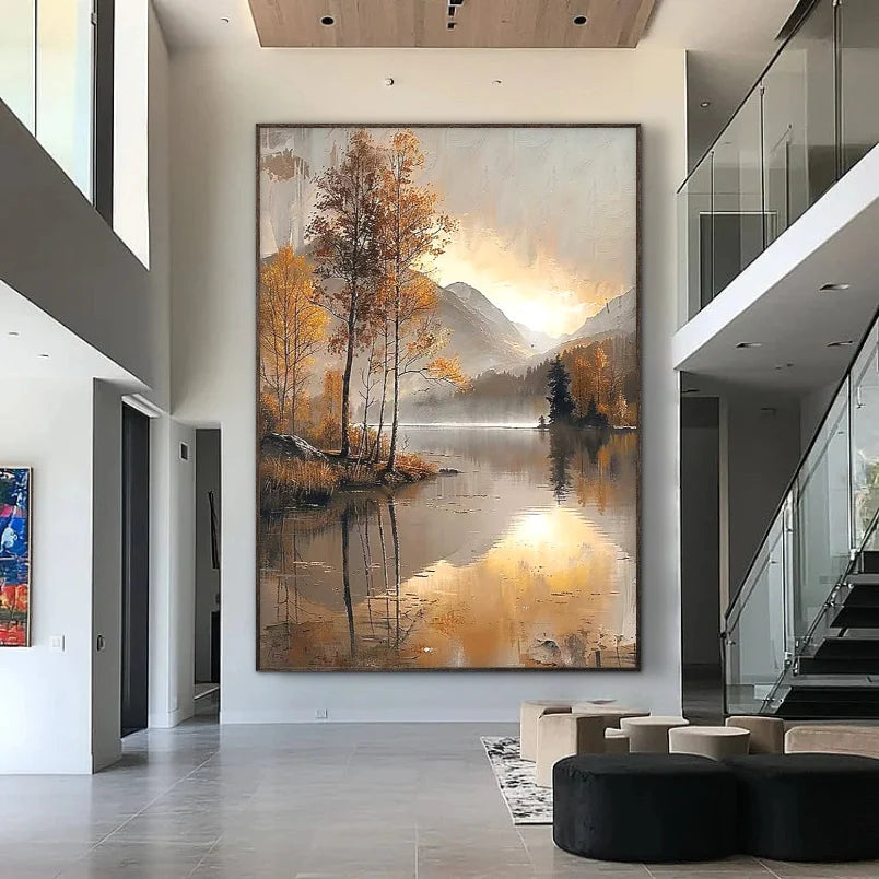 Lofty Peaks, Flowing Water | Large Abstract Mountain Landscape Wall Art